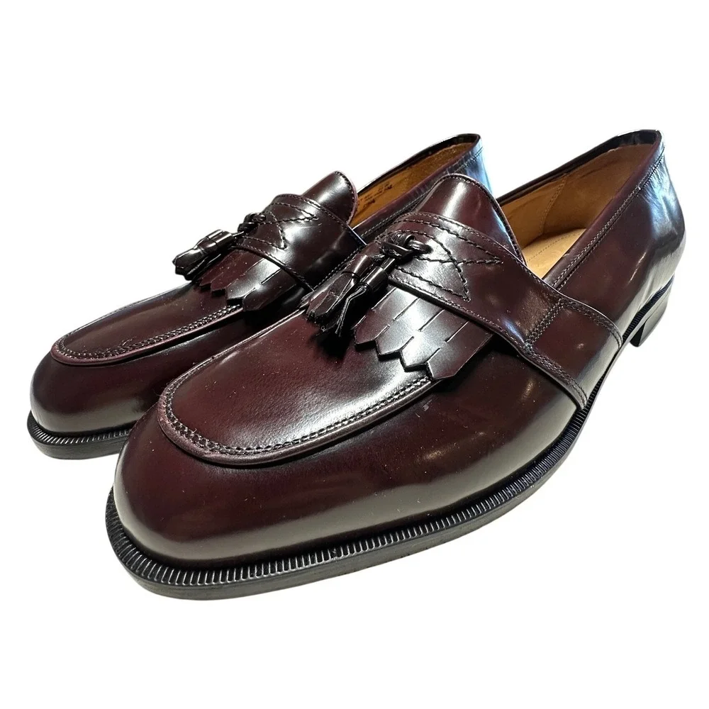 Bostonian Florentine Loafers Mens 13 M Burgundy Leather Kiltie Tassel NIB - Picture 1 of 8